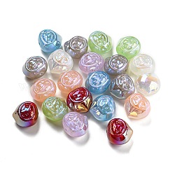 Placage de perles acryliques irisées, dessin animé, couleur mixte, 19.5x20x15mm, Trou: 1.8mm