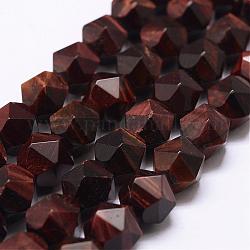 Natural Tiger Eye Beads Strands, Star Cut Round Beads, Faceted, 9~10mm, Hole: 1mm, about 39~43pcs/strand, 15.3 inch(39cm)