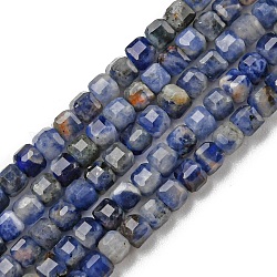 Chapelets de perles en sodalite naturelle, cube à facettes, 2x2x2mm, Trou: 0.5~0.6mm, Environ 170 pcs/chapelet, 15~15.67 pouce (38.1~39.8 cm)