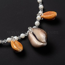 Colliers pendentifs tressés en cordon de nylon réglable, avec des perles de coquillage et des perles en plastique, couleur mixte, 15.35~31.1 pouce (39~79 cm)