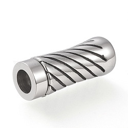 304 Stainless Steel Magnetic Clasps with Glue-in Ends, Column, Stainless Steel Color, 28x11x11mm, Hole: 6mm