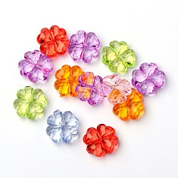 Transparent Acrylic Beads, Faceted, Four-Clover, Mixed Color, about 17mm long, 17mm wide, 7mm thick, hole: 1mm, about 393pcs/500g