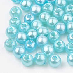 Perline di plastica abs, imitazione perla, tondo, ciano, 6x5.5mm, Foro: 1.5 mm, circa 4700pcs/500g