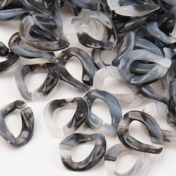 Transparentem Acryl Verknüpfung Ringe, Quick-Link-Anschlüsse, für Schmuck Bordsteinketten machen, Ton zwei, Nachahmung Edelstein-Stil, Twist, dunkelgrau, 13.5x10x2.5 mm, Innendurchmesser: 8x4 mm