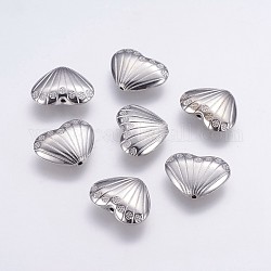 CCB perles en plastique, coeur avec ligne, platine, 17x22x6.5mm, Trou: 1mm