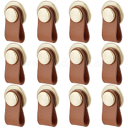 Poignées de tiroir ovales en cuir, avec les accessoires en fer, verge d'or noir, 110x24x1.5mm