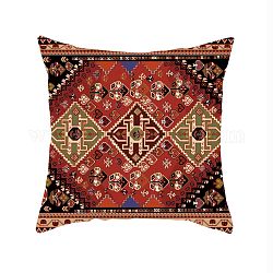Federa turca con motivo floreale in tela ruvida, fodera per cuscino quadrato, per la decorazione del divano letto, rosso, 450x450mm