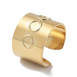 304 componentes de anillo de manguito abierto de acero inoxidable, configuración del anillo de la copa del bisel, plano y redondo, real 14k chapado en oro, diámetro interior: 18 mm, Bandeja: 4 mm
