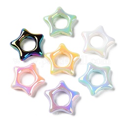 Placcatura uv cornici di perline acriliche iridescenti arcobaleno, stella, colore misto, 27x29x6.8mm, Foro: 2 mm