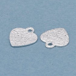 Encantos de latón, corazón, 925 plata esterlina, 8x7x0.5mm, agujero: 1 mm