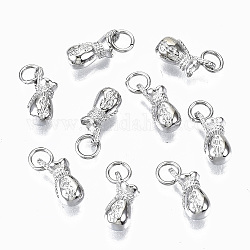 304 charms in acciaio inox, con anelli di salto, borsa, colore acciaio inossidabile, 12x5x5mm, anello di salto: 5x0.8 mm, 3.4mm diametro interno 