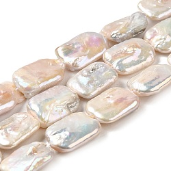 Perle baroque naturelle perles de perles de keshi, perle de culture d'eau douce, rectangle, Grade a, vieille dentelle, 18.5~19.5x14~15x4.5~5.5mm, Trou: 0.7mm, Environ 21 pcs/chapelet, 15.63'' (39.7 cm)