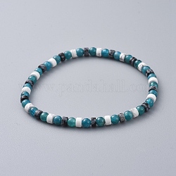 Bracelets extensibles en perles d'obsidienne naturelles apatite et howlite et flocon de neige, 2-1/8 pouce (5.5 cm)