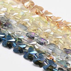 Faceted Rainbow Color Plated Glass Butterfly Bead Strands, Mixed Color, 5x6x3mm, Hole: 1mm, about 72pcs/strand, 23.6inch