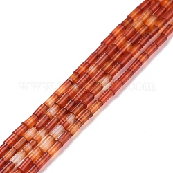 Natural Red Agate Beads Strands, Column, 3.8~4.3x2.4mm, Hole: 0.9mm, about 87pcs/strand, 14.88~15.12 inch(37.8~38.4cm)