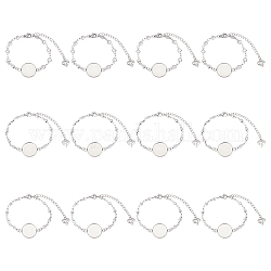 Unicraftale 12pcs 3 style 304 fabrication de bracelets en acier inoxydable, avec fermoir pince de homard, chaînons et cabochons ronds plats, couleur inoxydable, 4 pièces / style