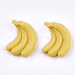 Cabochons décodés en résine, banane, jaune, 19.5x14.5x4mm