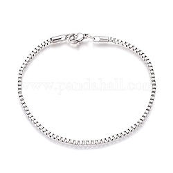 304 Stainless Steel Box Chain/Venetian Chains
 Bracelets, with Lobster Claw Clasps, Stainless Steel Color, 7-5/8 inch(19.5cm), 2mm