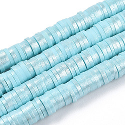 Fatti a mano in argilla polimerica perline fili, perlato, Disco / rotondo piatta, perline Heishi, cielo azzurro, 6mm, Foro: 1.5 mm, 15.75'' (40 cm)