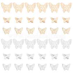 Superfindings 60шт 6 стиля латунные подвески, долговечный, полый, бабочка, разноцветные, 9.5~17x13~20x0.1~0.5 мм, отверстие : 1.2 мм, 10шт / стиль