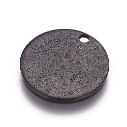 304 текстурированные подвески из нержавеющей стали, плоско-круглые, электрофорез черный, 12x1 мм, отверстие : 1.4 мм