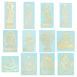 Olycraft 12 stili tema buddista adesivi in lega buddha adesivi autoadesivi adesivi in metallo oro metallo oro adesivi per album fai da te artigianato in resina bottiglia di acqua del telefono decorazione