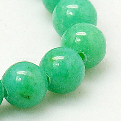 Cuentas mashan naturales redondos del jade hebras, teñido, verde mar medio, 4mm, agujero: 1 mm, aproximamente 98 pcs / cadena, 15.7 pulgada