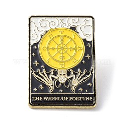 Mode-Tarotkarten-Emaille-Pin, Legierungsbrosche, golden, das Glücksrad x, 30.5x21x10 mm, Stift: 1 mm