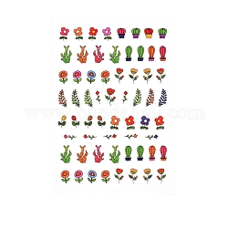 Nagelkunst Aufkleber Abziehbilder, selbstklebend, für Nagelspitzen Dekorationen, Blumenmuster, 93x64 mm