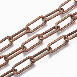 Cadenas de clips de hierro sin soldar, cadenas portacables alargadas estiradas, con carrete, cobre rojo, 21x8.5x2mm, aproximadamente 82.02 pie (25 m) / rollo
