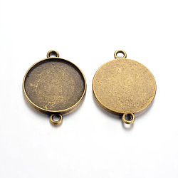 Tibetan Style Cabochon Connector Settings, Plain Edge Bezel Cups, Cadmium Free & Nickel Free & Lead Free, Flat Round, Antique Bronze, 29x22x2.5mm, Hole: 2mm, Tray: 20mm
