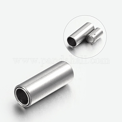 304 Magnetverschluss aus Edelstahl mit Klebeenden, Kolumne, Edelstahl Farbe, 16x6 mm, Bohrung: 4 mm