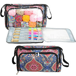 Oxford Zipper Knitting Bag, Yarn Storage Organizer, Crochet Hooks & Knitting Needles Bag, Colorful, 37x20x21cm