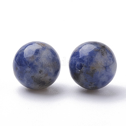 Perles de jaspe tache bleue naturelle, la moitié foré, ronde, 10mm, Trou: 1mm