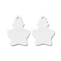 Spray Painted 201 Stainless Steel Pendants, Star Shaped Bottle Charm, White, 18x13x1mm, Hole: 1.2mm