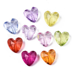 Transparent Acrylic Beads, Mixed Color, Faceted, Heart, Mixed Color, 12x12x8mm, Hole: 1.4mm, about 850pcs/500g