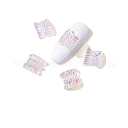 Cabochons en résine, avec abs en plastique imitation perle, de couleur plaquée ab , accessoires nail art de décoration, jupe, clair ab, 8.5x9.5x4mm