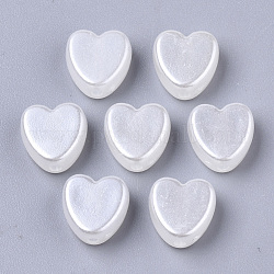 ABS Plastic Imitation Pearl Beads, Heart, Creamy White, 8x8x4mm, Hole: 1.5mm