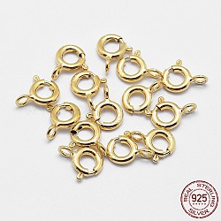 925 cierres de anillo de resorte de plata de ley, anillo, con 925 sello, dorado, 9x7x1.5mm, agujero: 1.5 mm