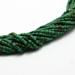 Smerigliato turchese sintetico filoni heishi tallone, tinto, colonna, verde, 1.5~2.5x1.5~2.8mm, Foro: 0.5 mm, circa 160pcs/filo, 12 pollice