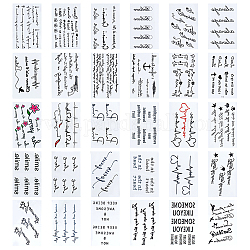 Tatouages d'art corporel stickers, autocollants en papier pour tatouages temporaires amovibles, mot, 9.7x5.7x0.02 cm, 30 pièces / kit