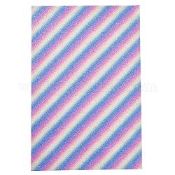 Stripe Pattern PU Leather Fabric, Self-adhesive Fabric, for Hair Accessories Earrings Handbags Making, Colorful, 30x20x0.1cm