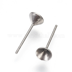 Accessoires de puces d'oreilles en 304 acier inoxydable, pour dos en strass xilion rivoli pointu, couleur inoxydable, Compatible pour: 4.5 mm strass, 14.5x5mm, pin: 0.6 mm