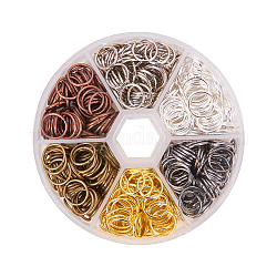 1 boîte 6 couleur anneaux de jonction en fer, anneaux de jonction ouverts, couleur mixte, 10x1mm, 18 jauge, diamètre intérieur: 8 mm, environ 250 pcs / boîte