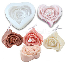 Moldes para velas perfumadas, moldes de silicona corazón con flor, para el dia de san valentin, blanco, 7.5x7x3.5 cm