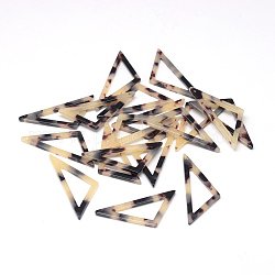 セルロースアセテート（樹脂）ペンダント  三角形  アンティークホワイト  39x17x2.5mm  穴：1mm
