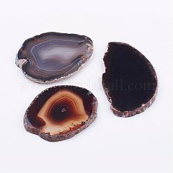 Ágata natural de los colgantes grandes, pepitas, coco marrón, 55~85x28~50x3~5mm, agujero: 1~2 mm