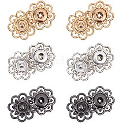 NBEADS 24 Sets Snap Buttons, Alloy Flower Buttons 3 Assorted Colors Vintage Metal Sew On Press Snap Button Fasteners for Costume Design, 20.5mm in diameter