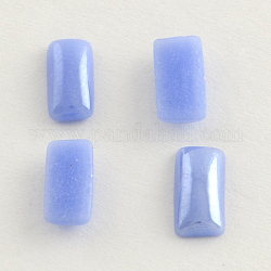 Pearlized Plated Opaque Glass Cabochons, Rectangle, Cornflower Blue, 15x5x2.5mm