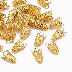Golden Iron Flower Bead Caps, Fancy Bead Caps, 10mmx16mm, hole: 1.5mm